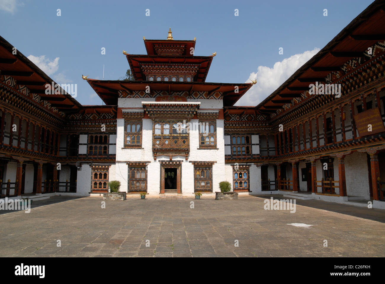 Courtyard of the Dzong, Trashiyangtse, East Bhutan Stock Photo