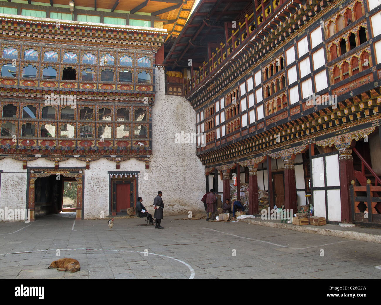 Destruction of old documents at the Dzong at Trashigang, East Bhutan Stock Photo