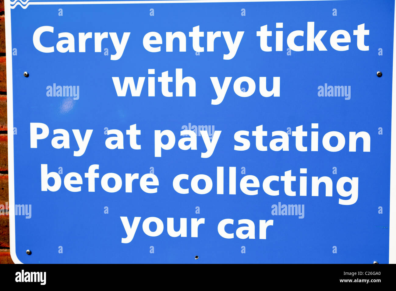 Parking ticket instructions Multistorey carpark England UK Stock Photo