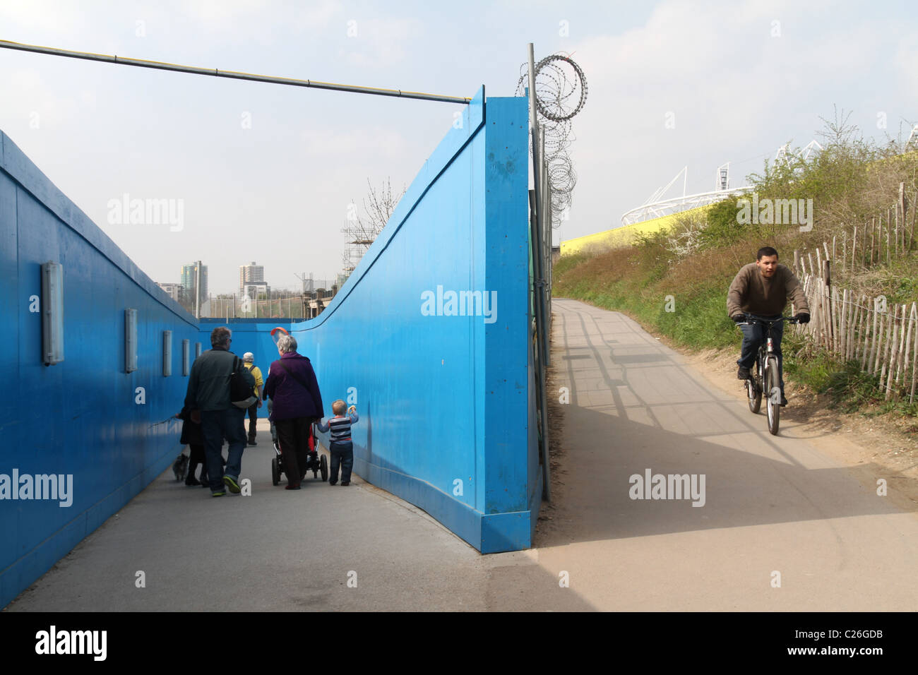 VISITORS TO LONDON 2012 OLYMPIC PARK IN MARCH 2011 Stock Photo
