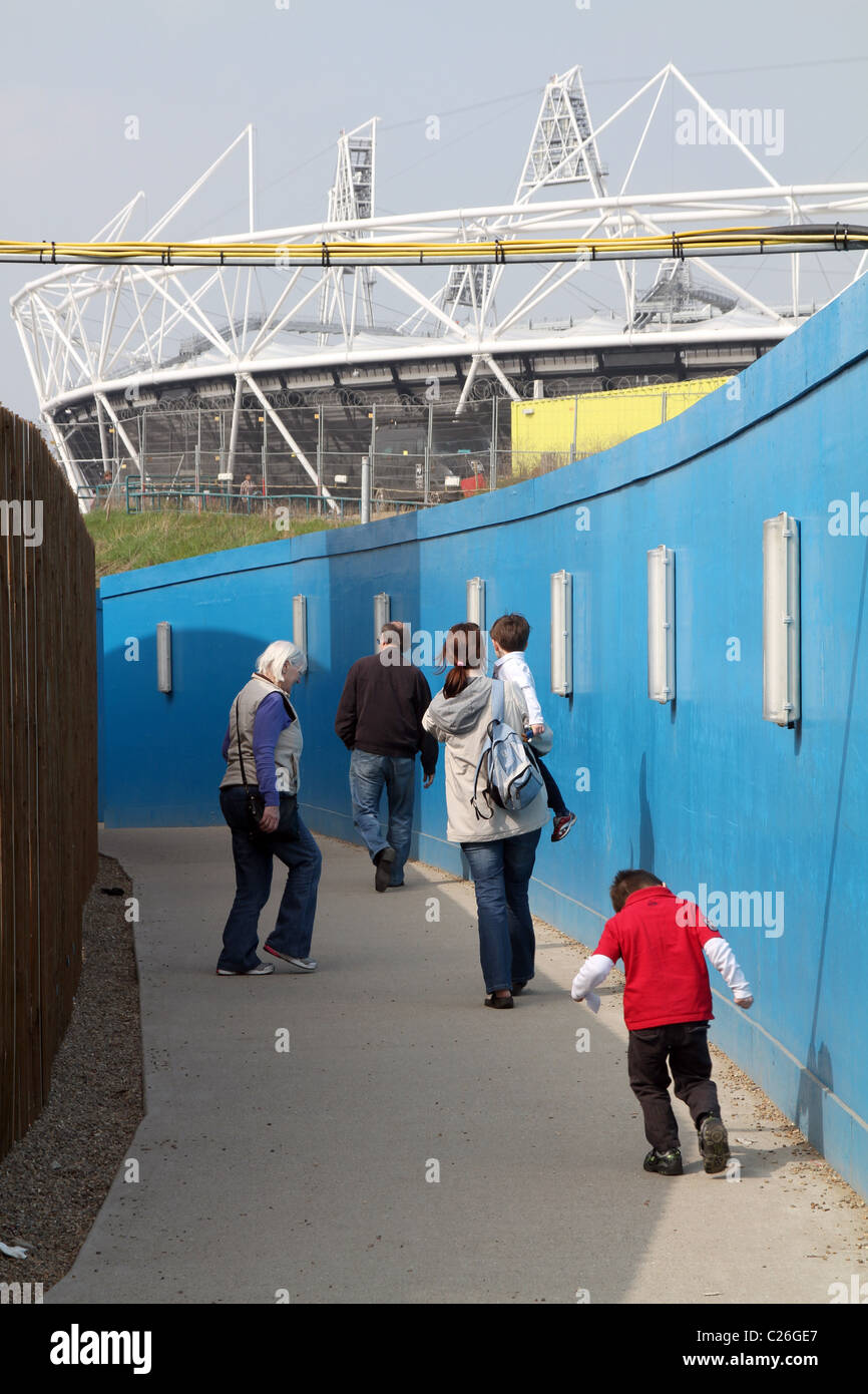 VISITORS TO LONDON 2012 OLYMPIC PARK IN MARCH 2011 Stock Photo