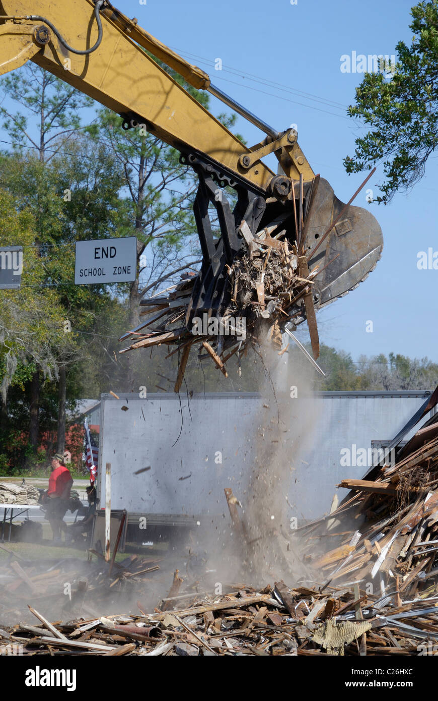 demolition of old structure in small North Florida Town of Fort White