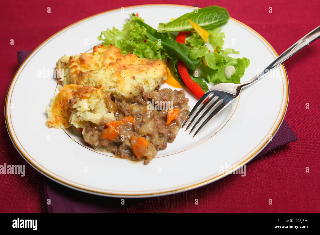 Close Up View Of A Meal Of Shepherd S Pie Minced Meat Stew Topped