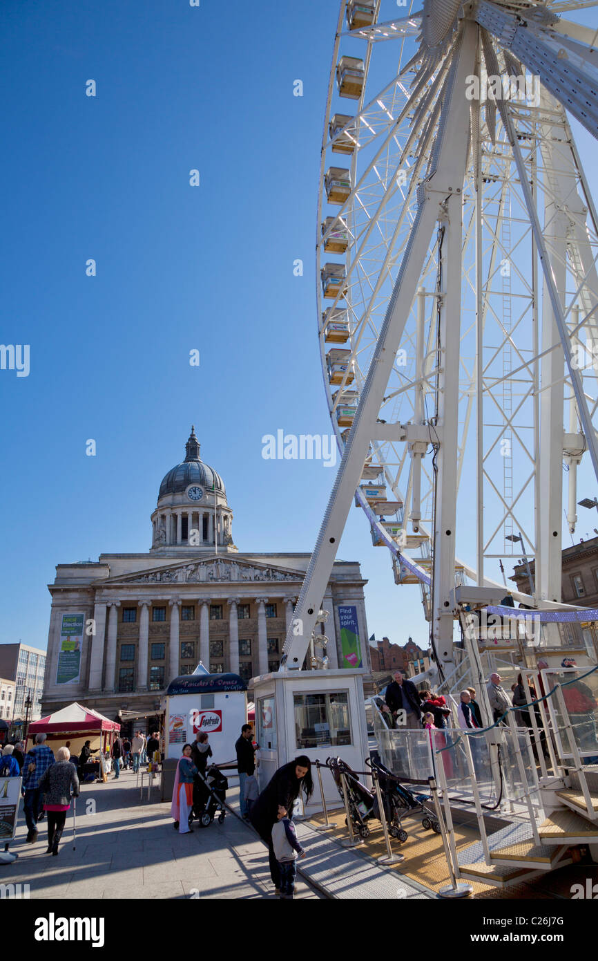 Big wheel ride in the old market square Nottingham city centre