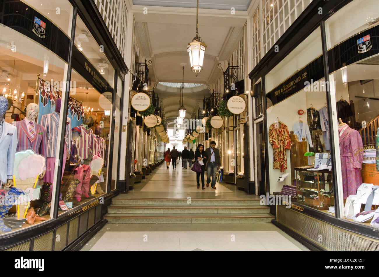 Entrance Piccadilly Arcade , Jermyn Street, Westminster, London, Uk Mens Clothing shops Stock Photo