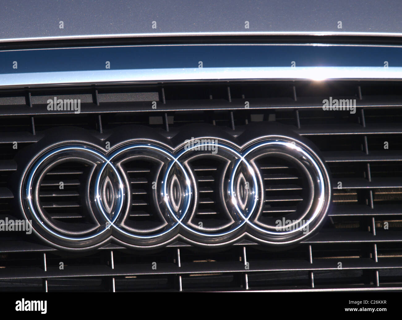 Audi car badge in the sun, UK Stock Photo