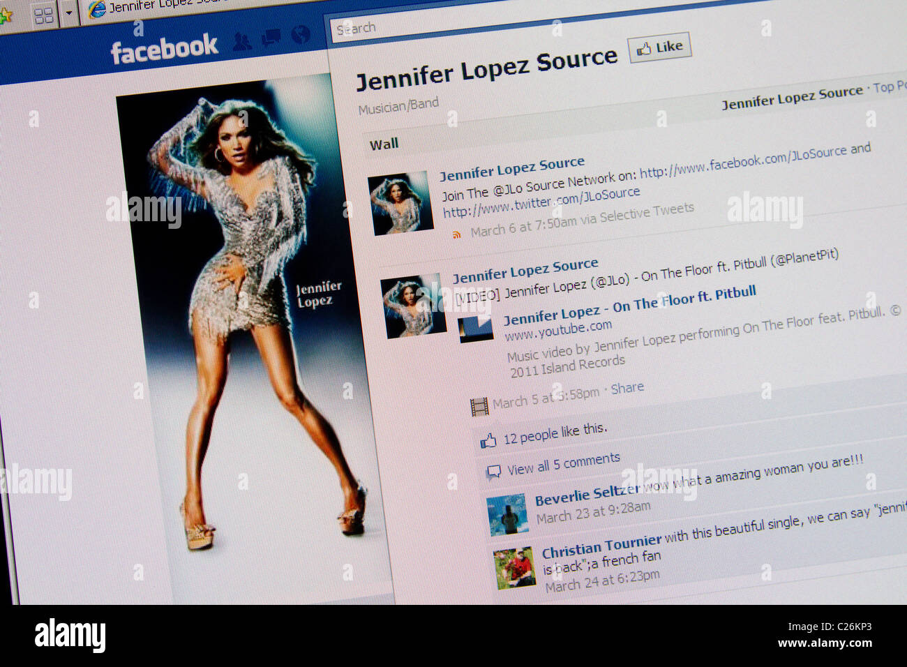 Jennifer Lopez Jlo facebook fanpage Stock Photo - Alamy