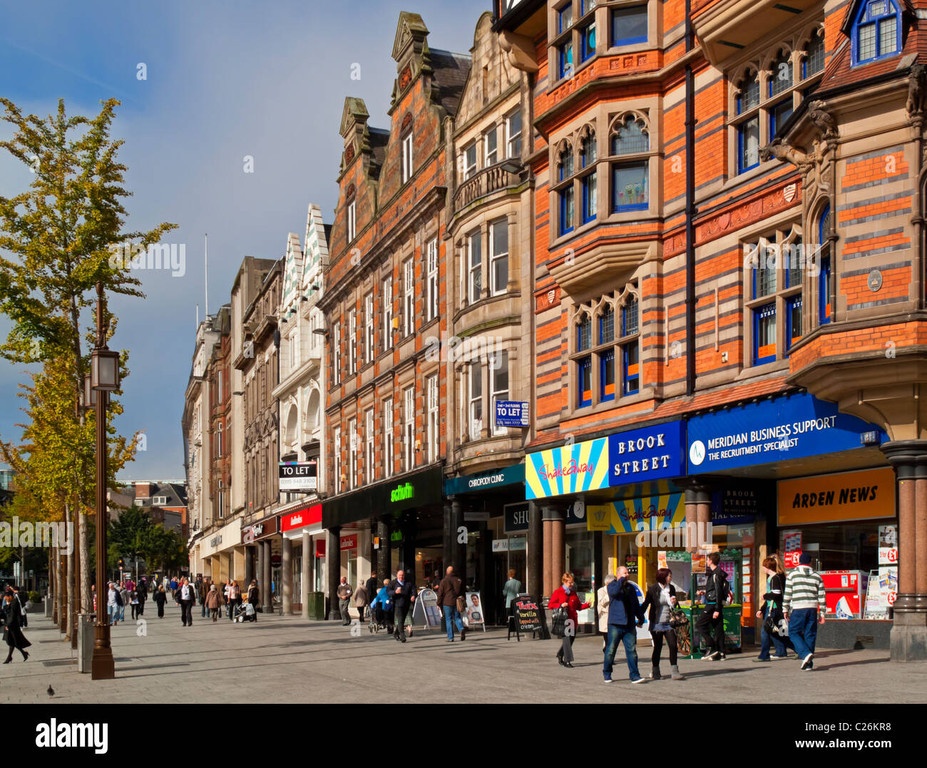 Market Square shops in the city centre of Nottingham England UK Stock