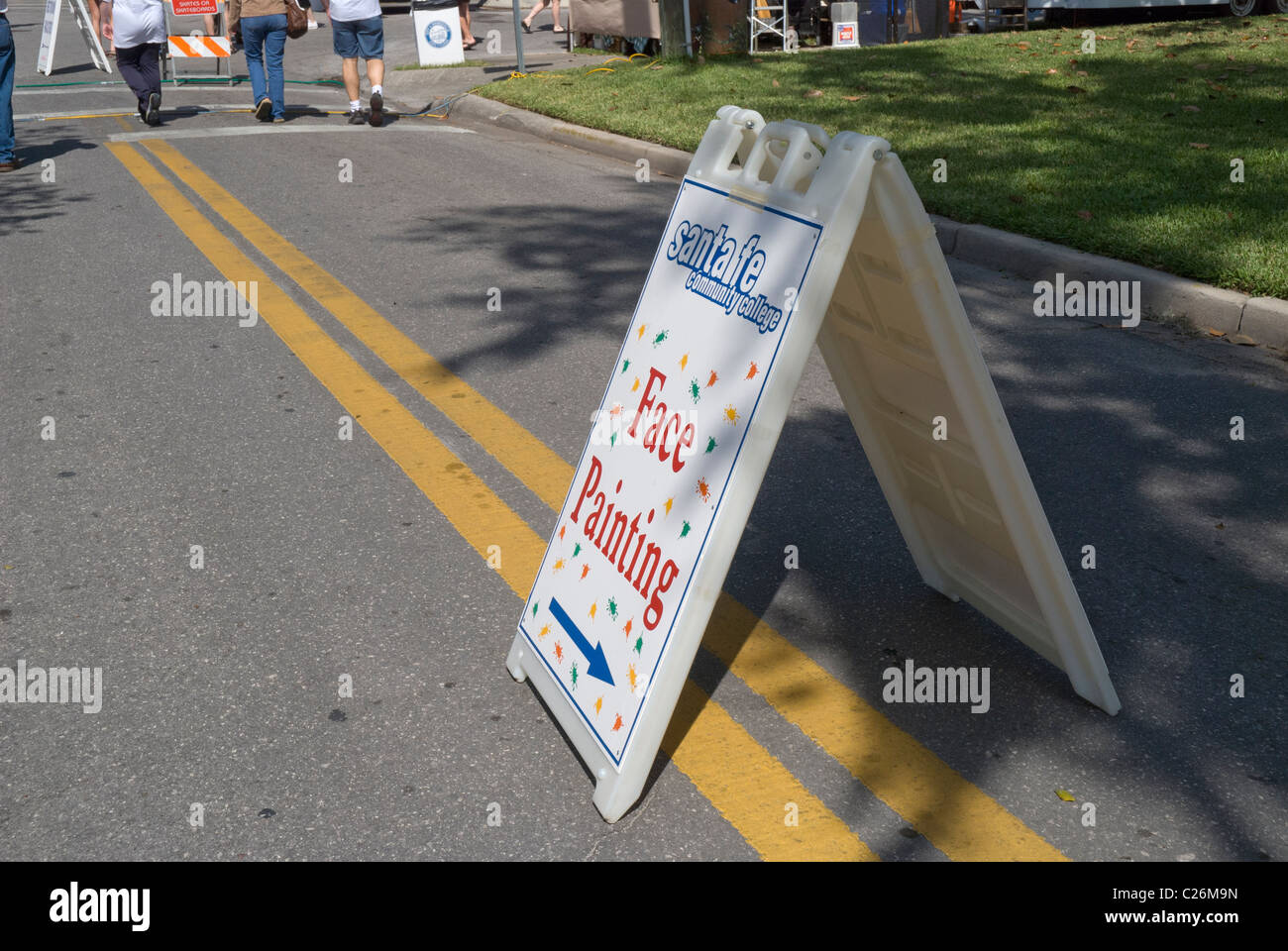 Children's face painting area sign at the Spring Arts Festival
