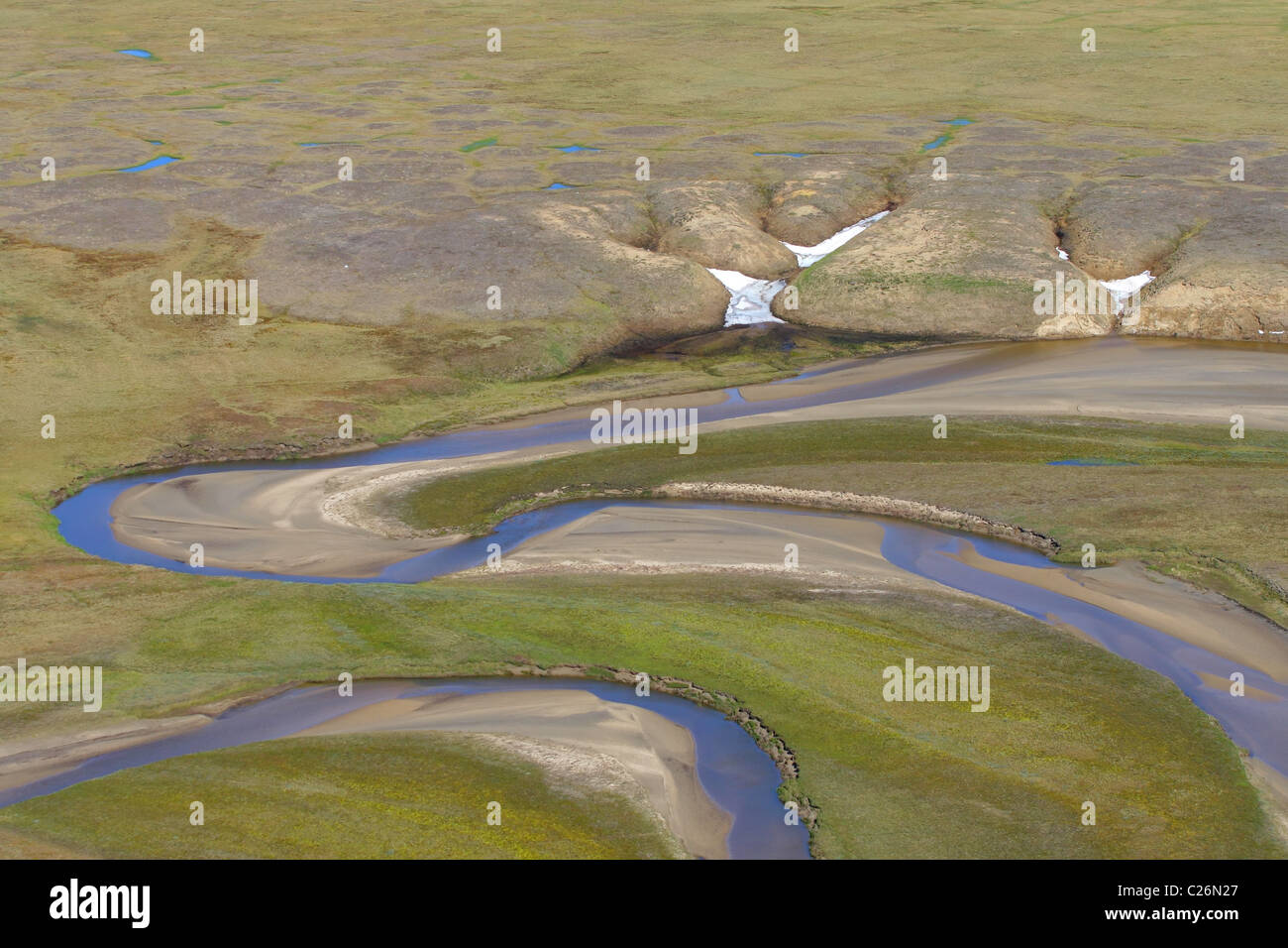 Aerial view of tundra. Yamal peninsula, RUSSIA Stock Photo
