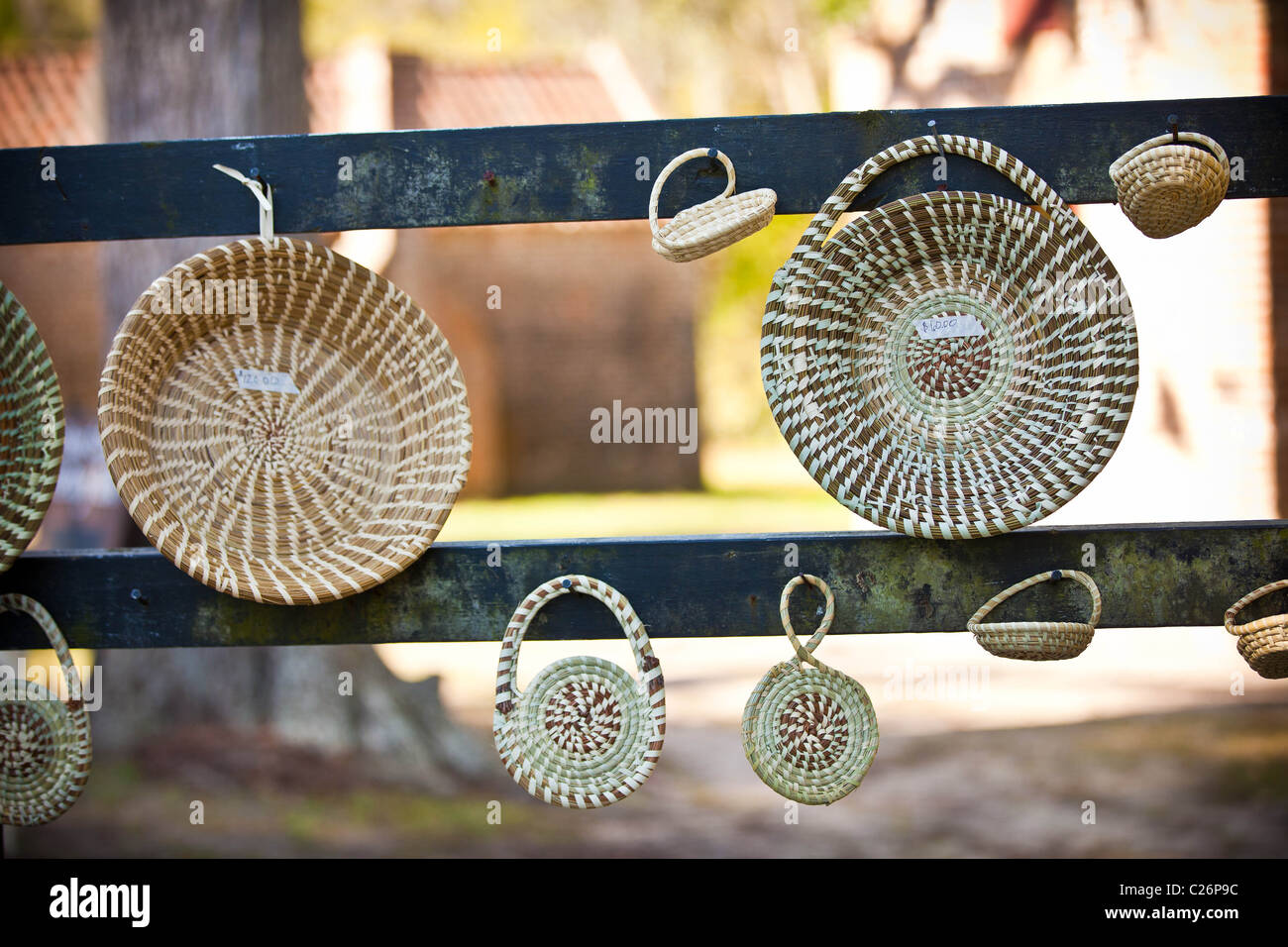 Gullah sweetgrass baskets for sale at Boone Hall Plantation in
