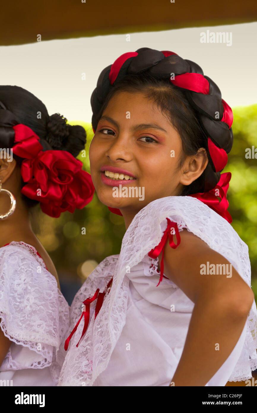 Mexican girl in local costume, Tuxtla Chico, Chiapas, Mexico Stock Photo