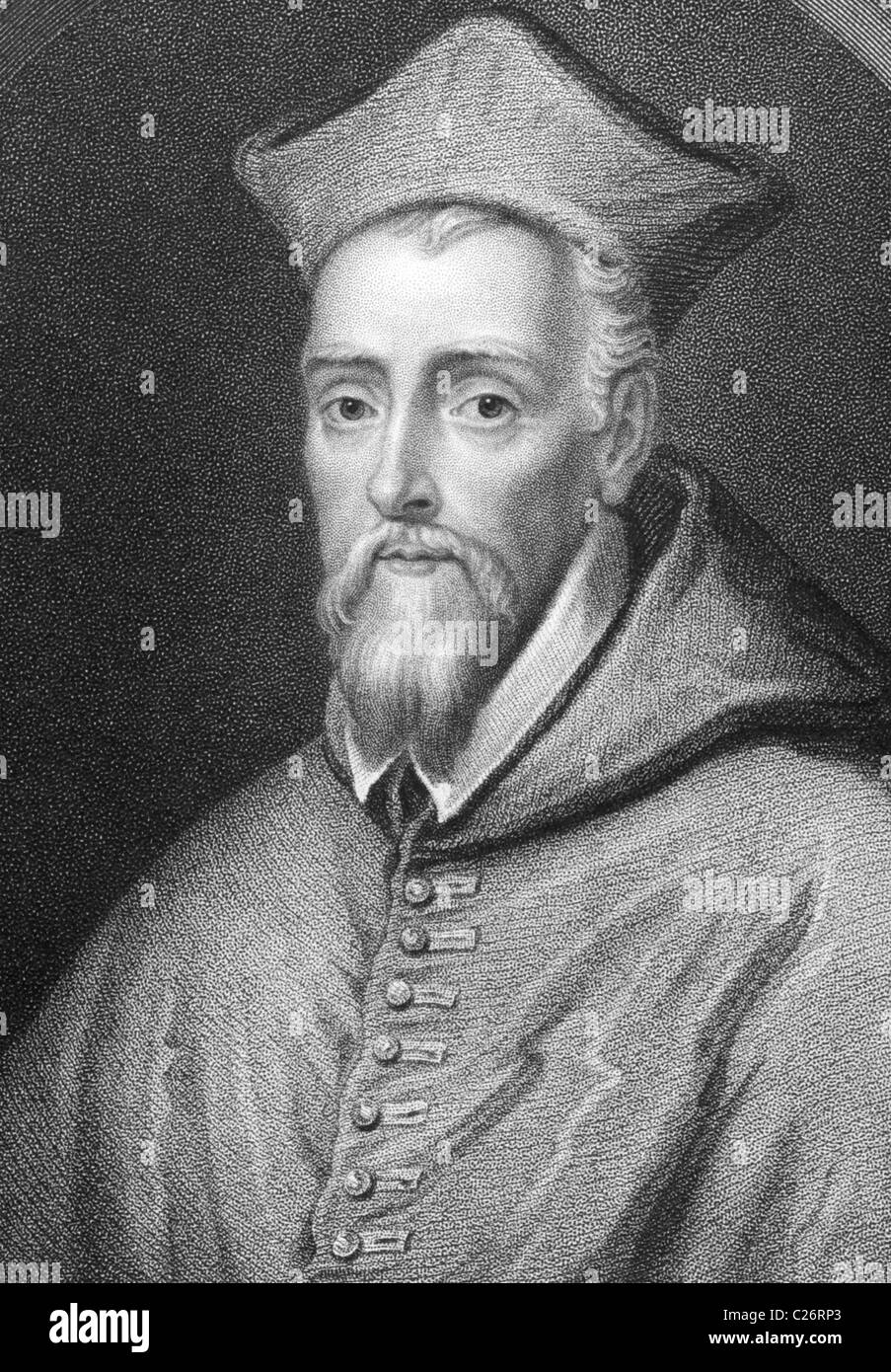 William Allen (1532-1594) on engraving from the 1800s. English Roman Catholic priest and cardinal. Stock Photo