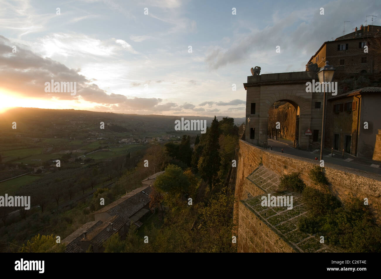 Houses in Orvieto at sunset, Italy Stock Photo Alamy