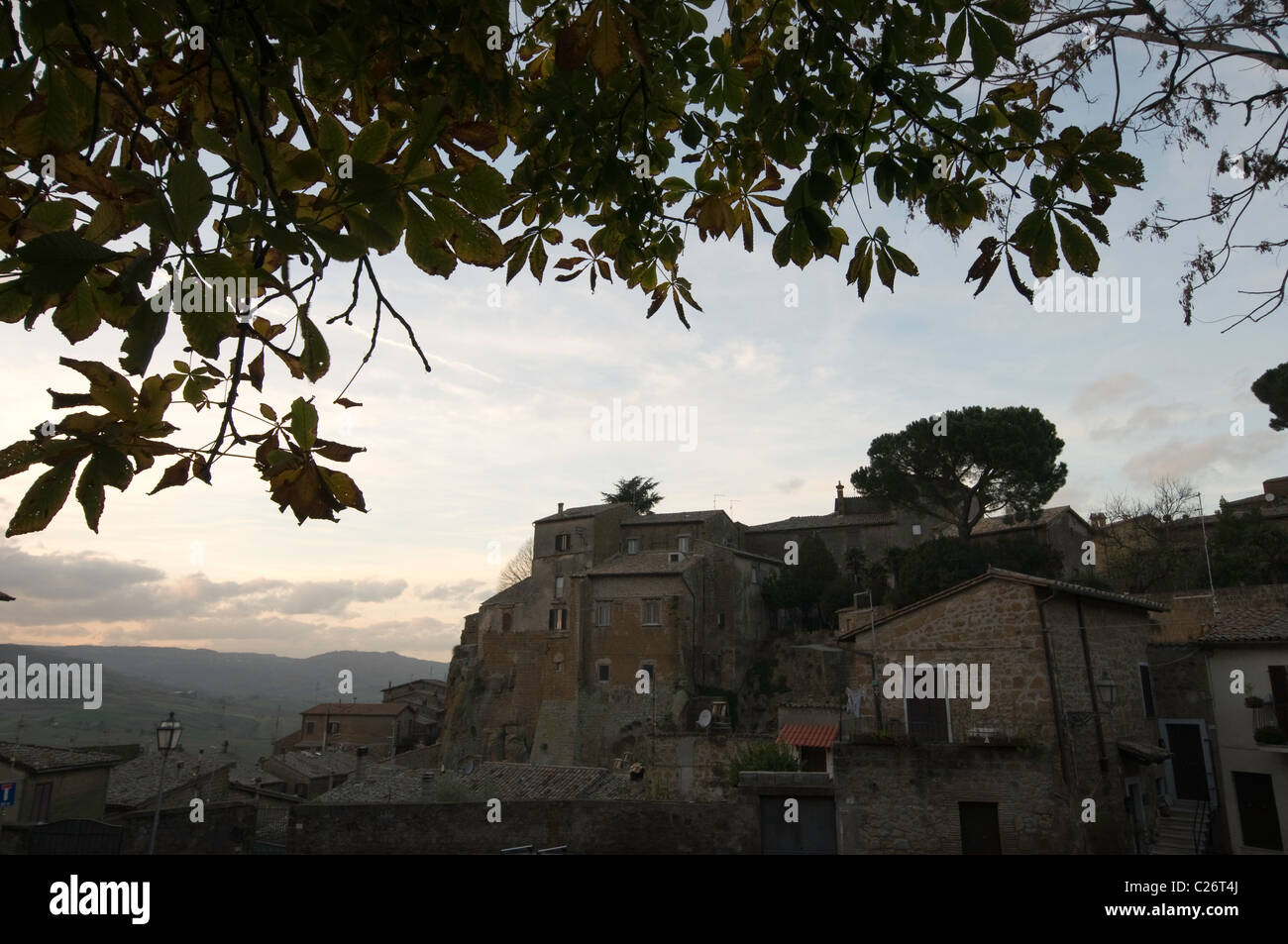 Houses in Orvieto at sunset, Italy Stock Photo Alamy