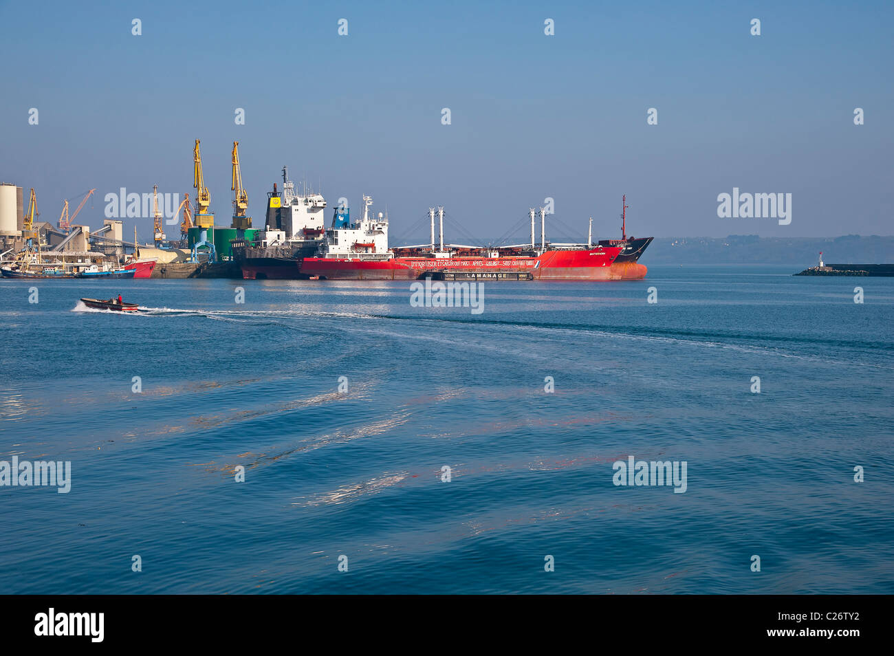 Commercial harbour, Brest (29200), Finistere, Brittany, France, Europe The "Matterhorn" to immobilize for pollution Stock Photo