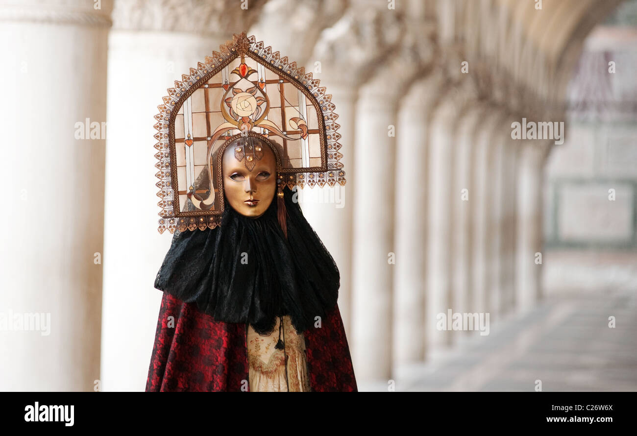 A female character in costume, the Carnival, Venice, Italy Stock Photo
