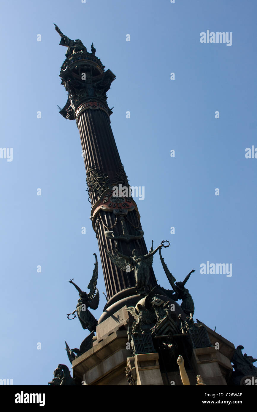 Monument Columbus, Columbus's Column in Barcelona. Spain Stock Photo ...