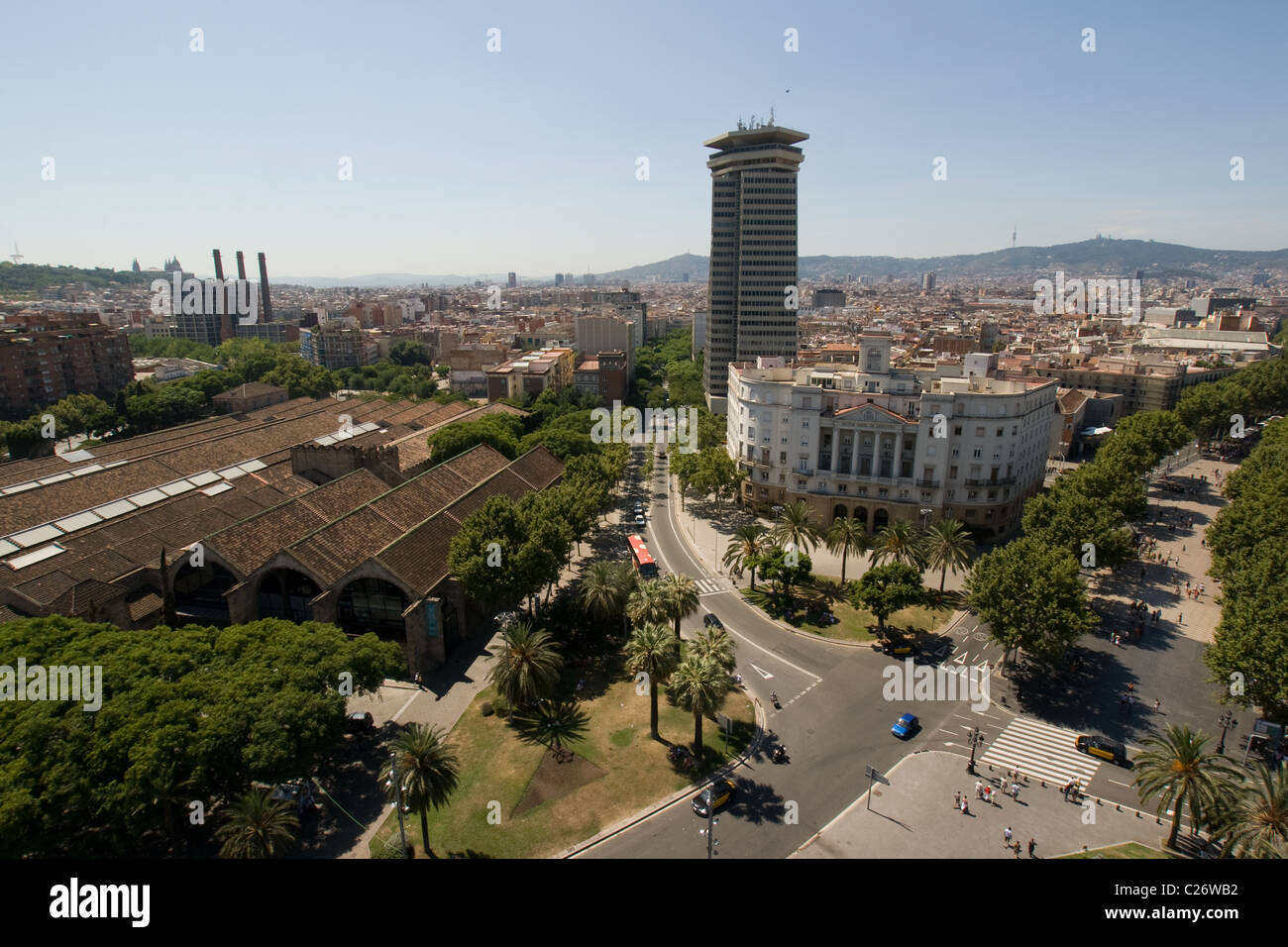 Barcelona. Aerial view seen from the Columbus Column Stock Photo - Alamy