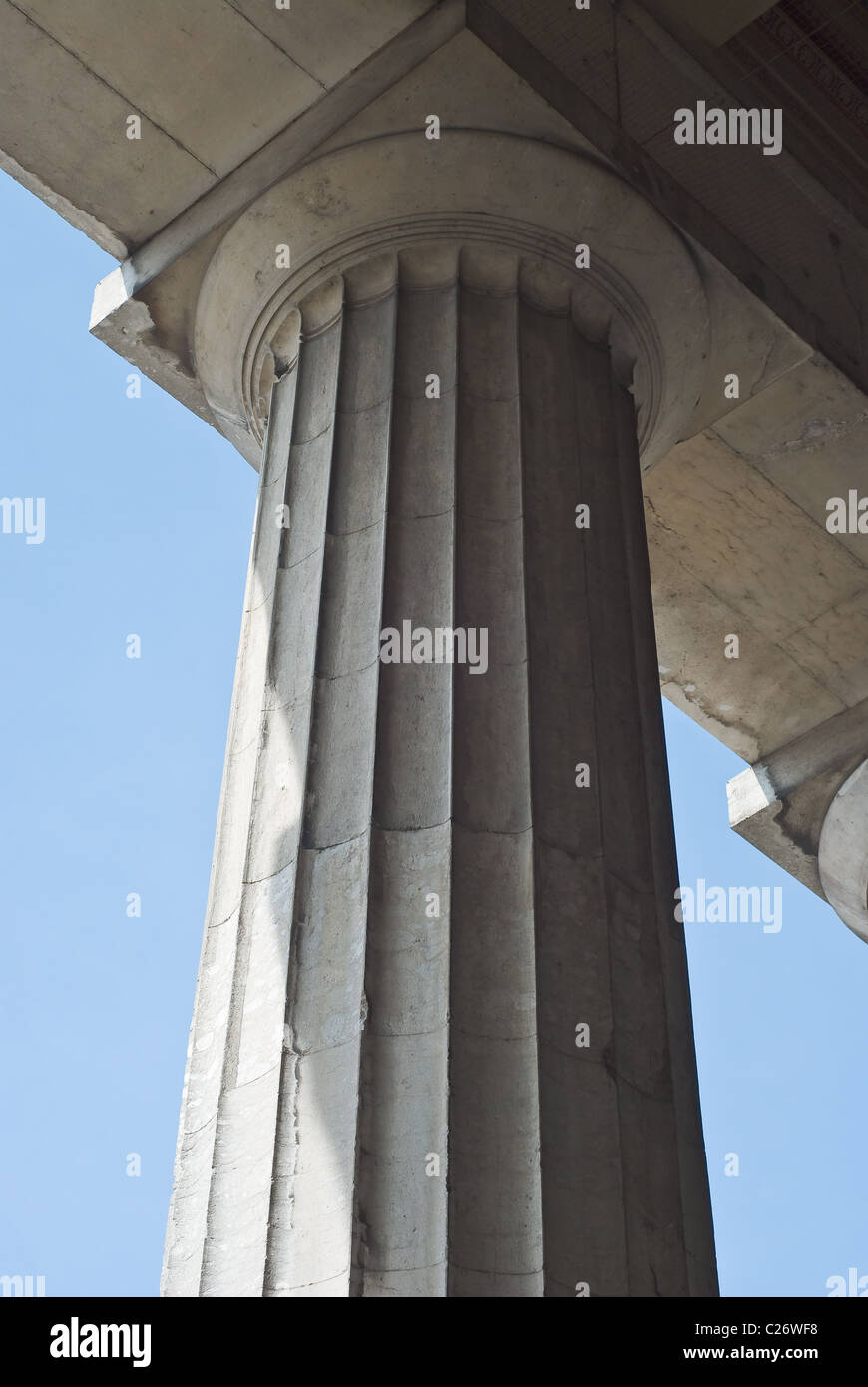 Classical Greek Column from a Low Angled View Stock Photo