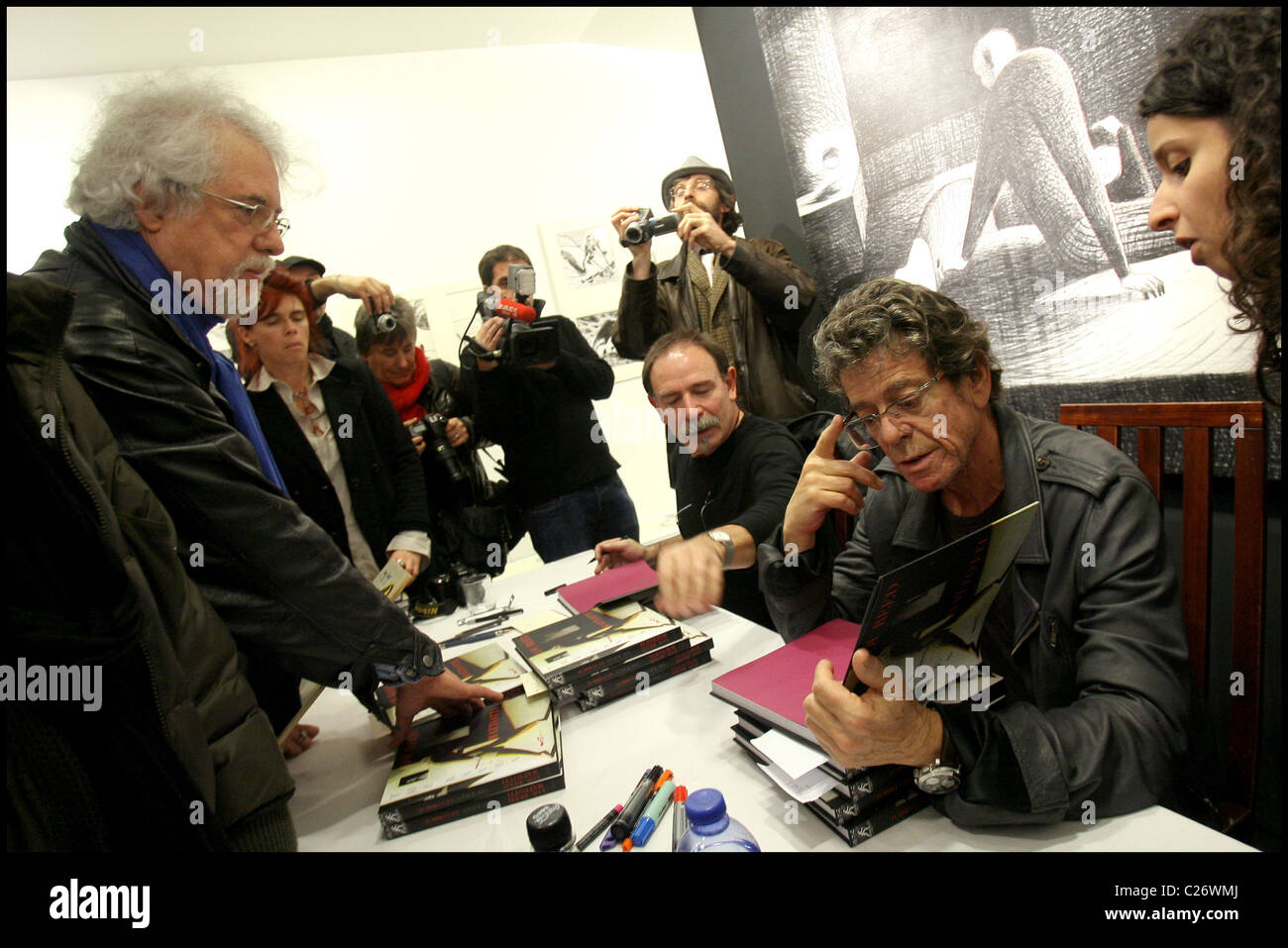 Singer Lou Reed and drawing artist, Lorenzo Mattotti book signing of ...