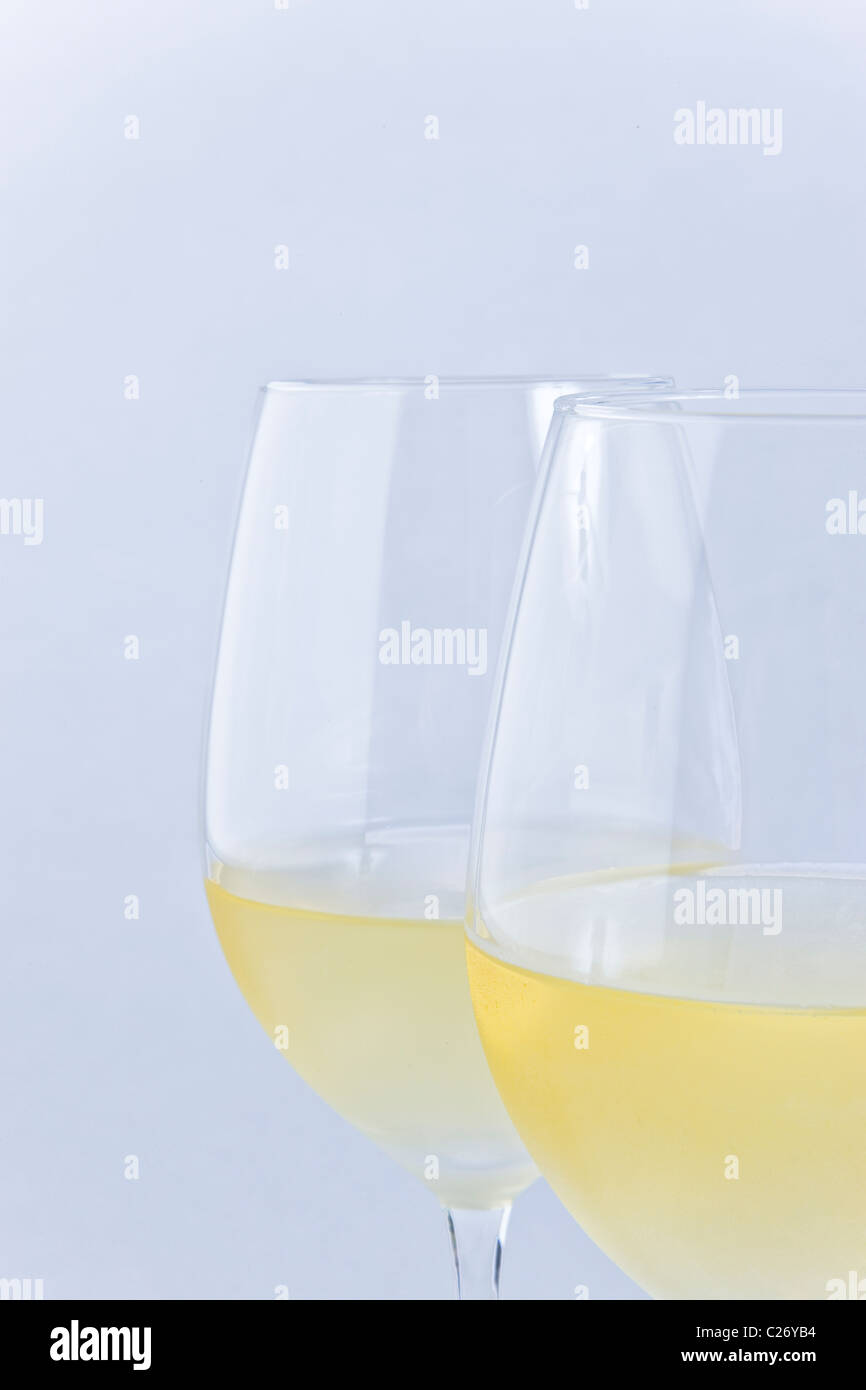 Two Glasses of White Wine Stock Photo Alamy