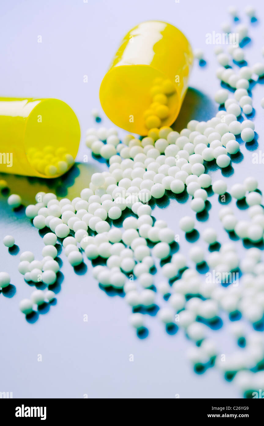 medicine capsule opened Stock Photo Alamy