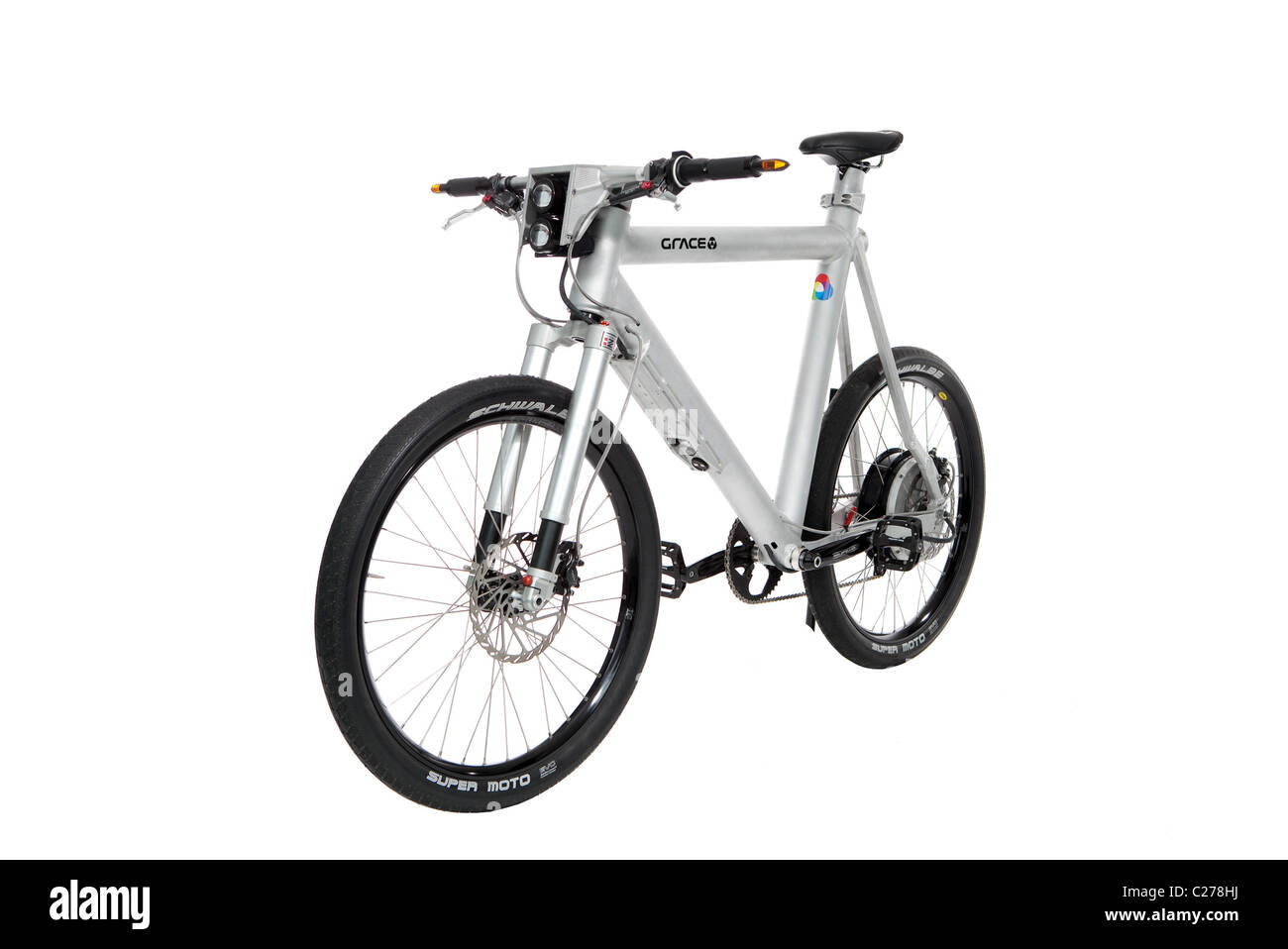 The world's first E-Bike is called Grace Build an aluminium electric bike  with euro-fighter and Formula One parts, power its Stock Photo - Alamy