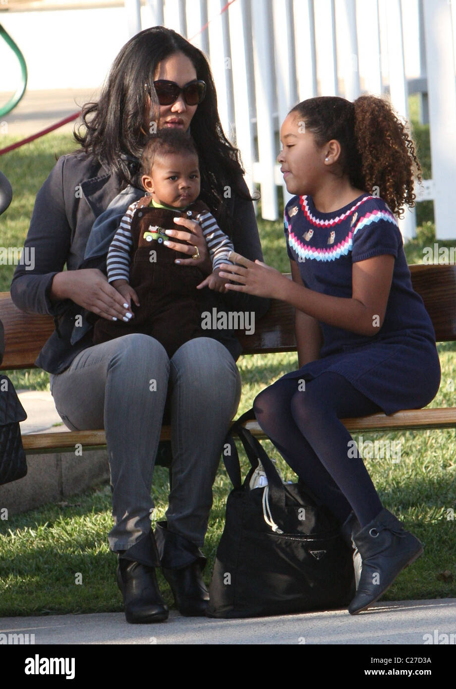 Kimora Lee Simmons spends a day at Cross Creek Park with her baby Kenzo Lee  Hounsou and daughter Ming lee Simmons in Malibu Los Stock Photo - Alamy