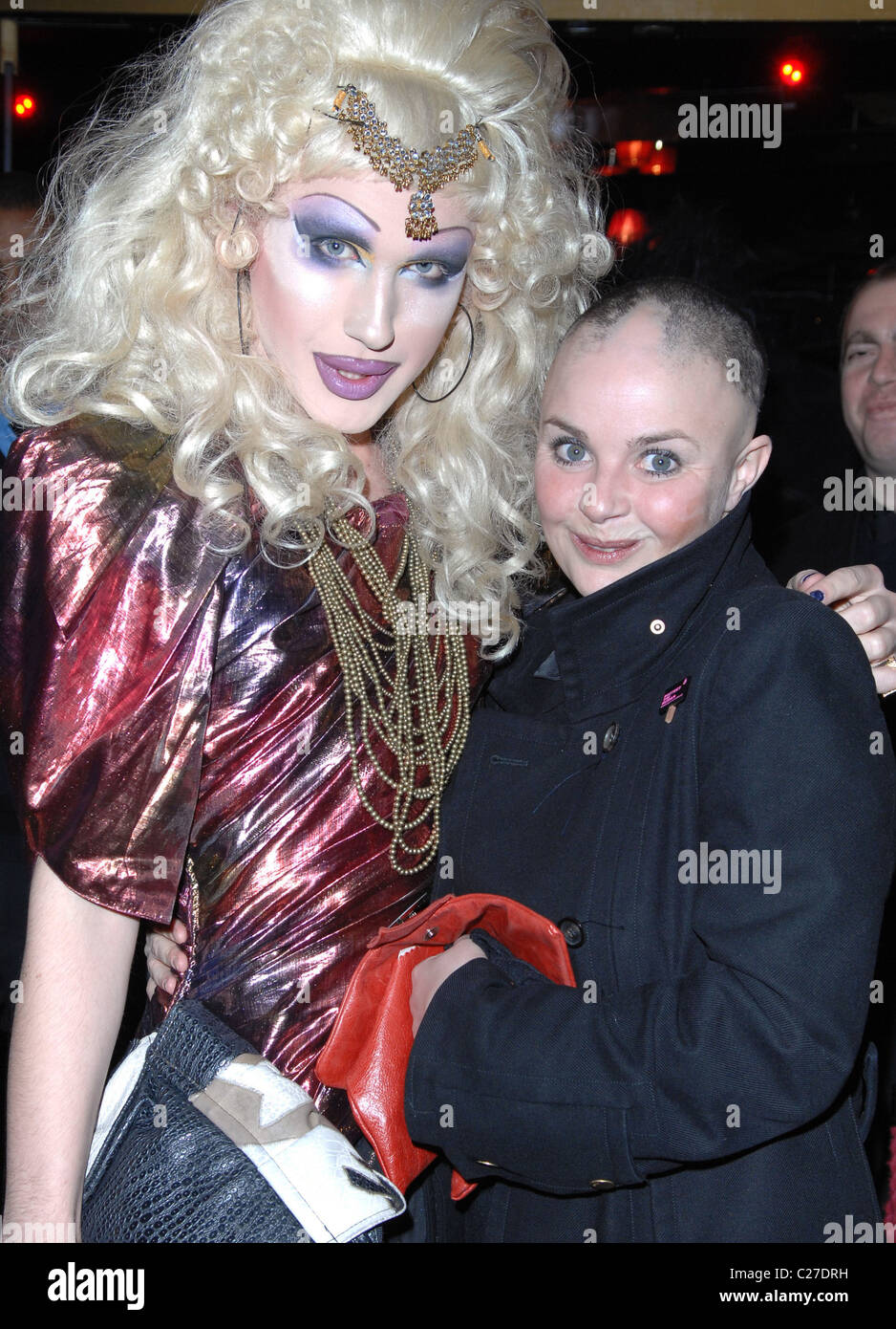 Gail Porter and Jodie Harsh leaving Circus nightclub London, England