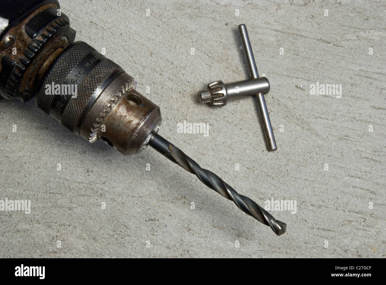 drill bit and chuck key Stock Photo Alamy
