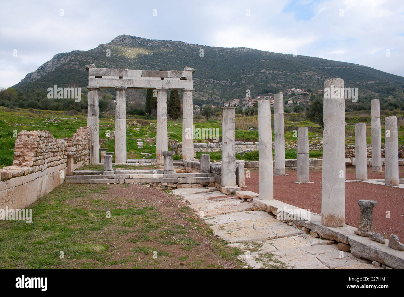 Ancient Greek Stadium in Ancient Messini with clouds Stock Photo - Alamy