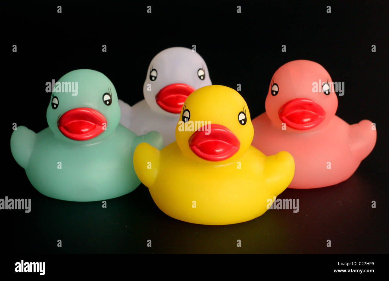 Four rubber ducks Stock Photo
