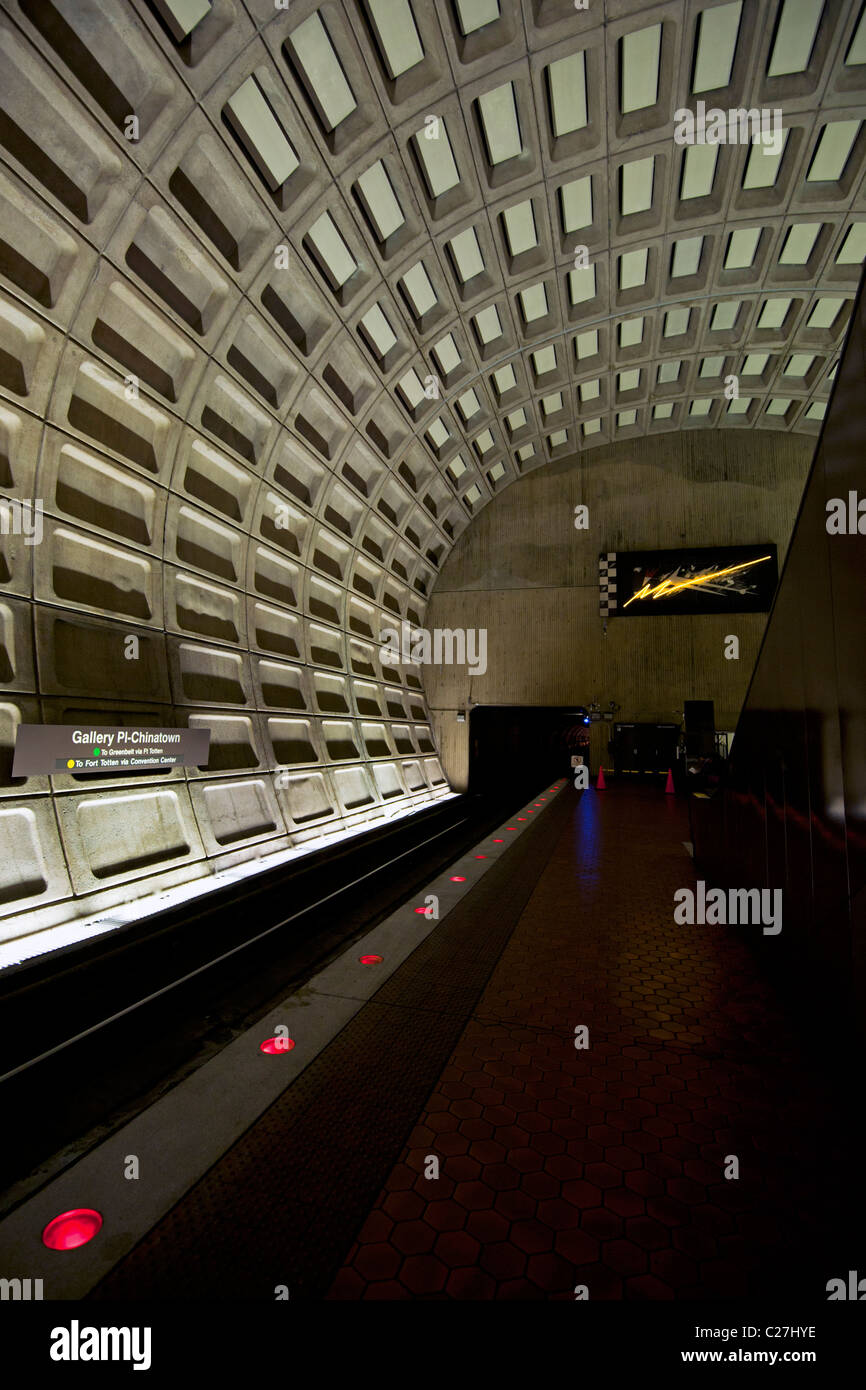 The Washington DC subway Gallery Place Metro Rail train station Stock Photo Alamy