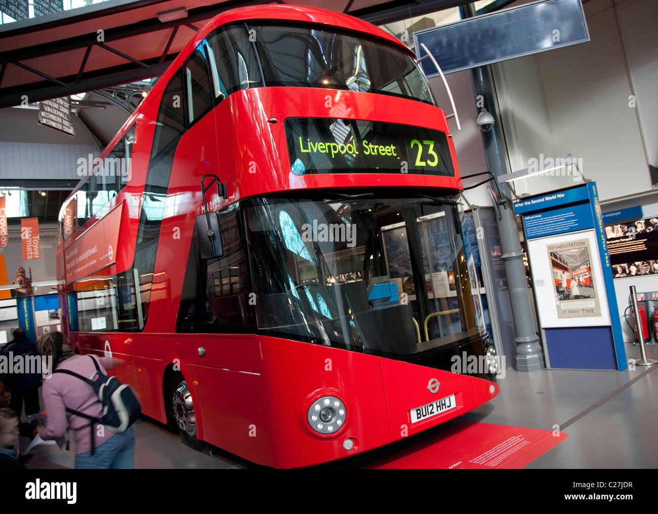 Mock-up of new London bus in London Transport Museum, Covent Garden Stock Photo