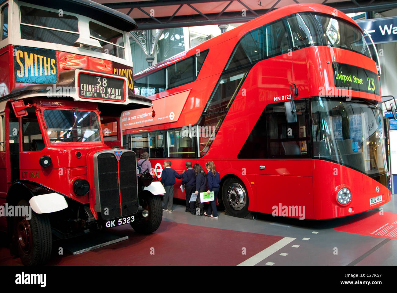 Mock-up of new London bus in London Transport Museum, Covent Garden Stock Photo