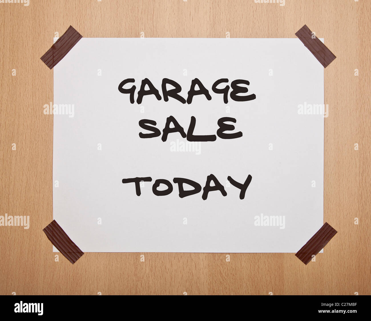 A homemade sign advertising a Garage Sale Today Stock Photo Alamy