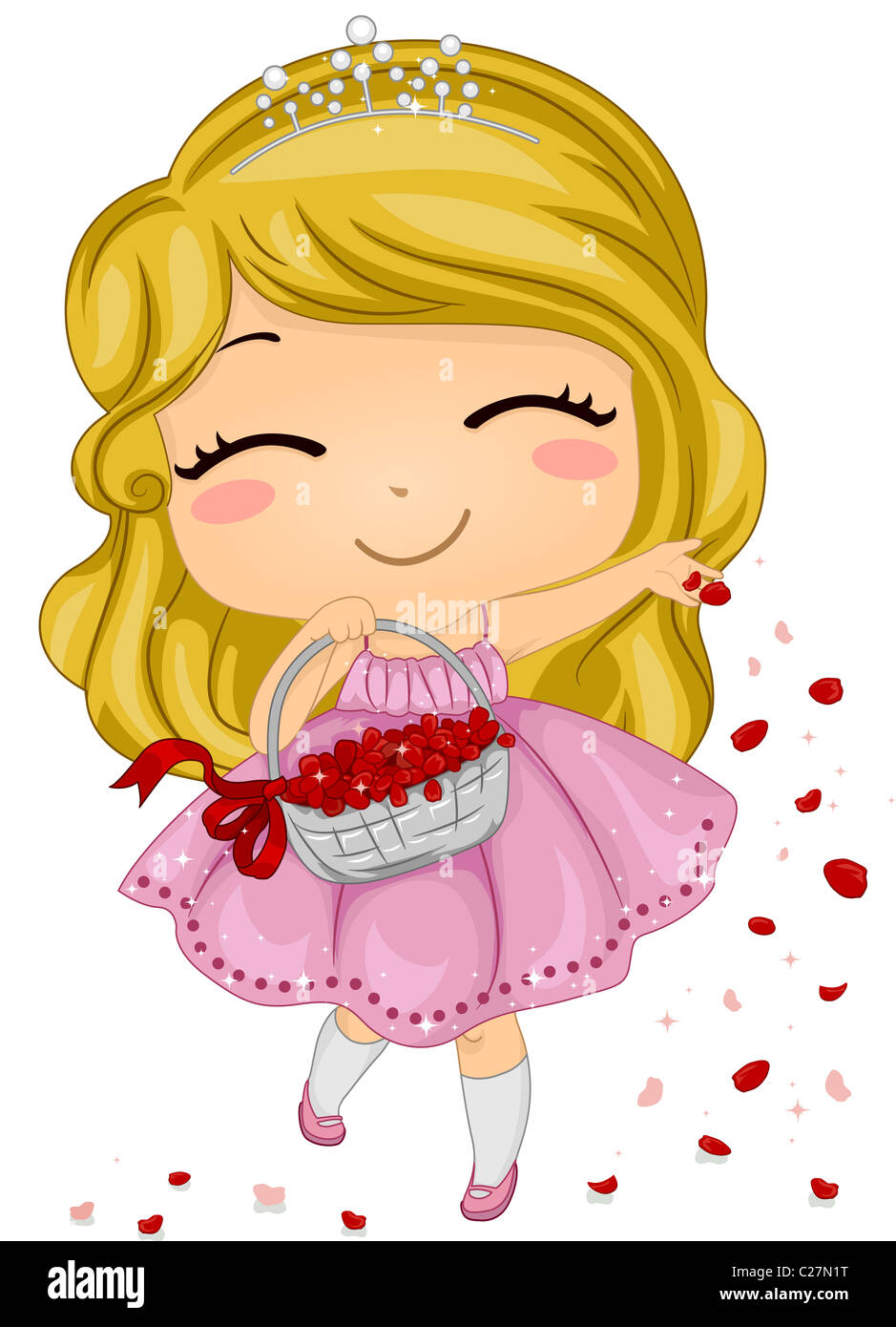 Illustration of a Flower Girl Scattering Petals Stock Photo Alamy