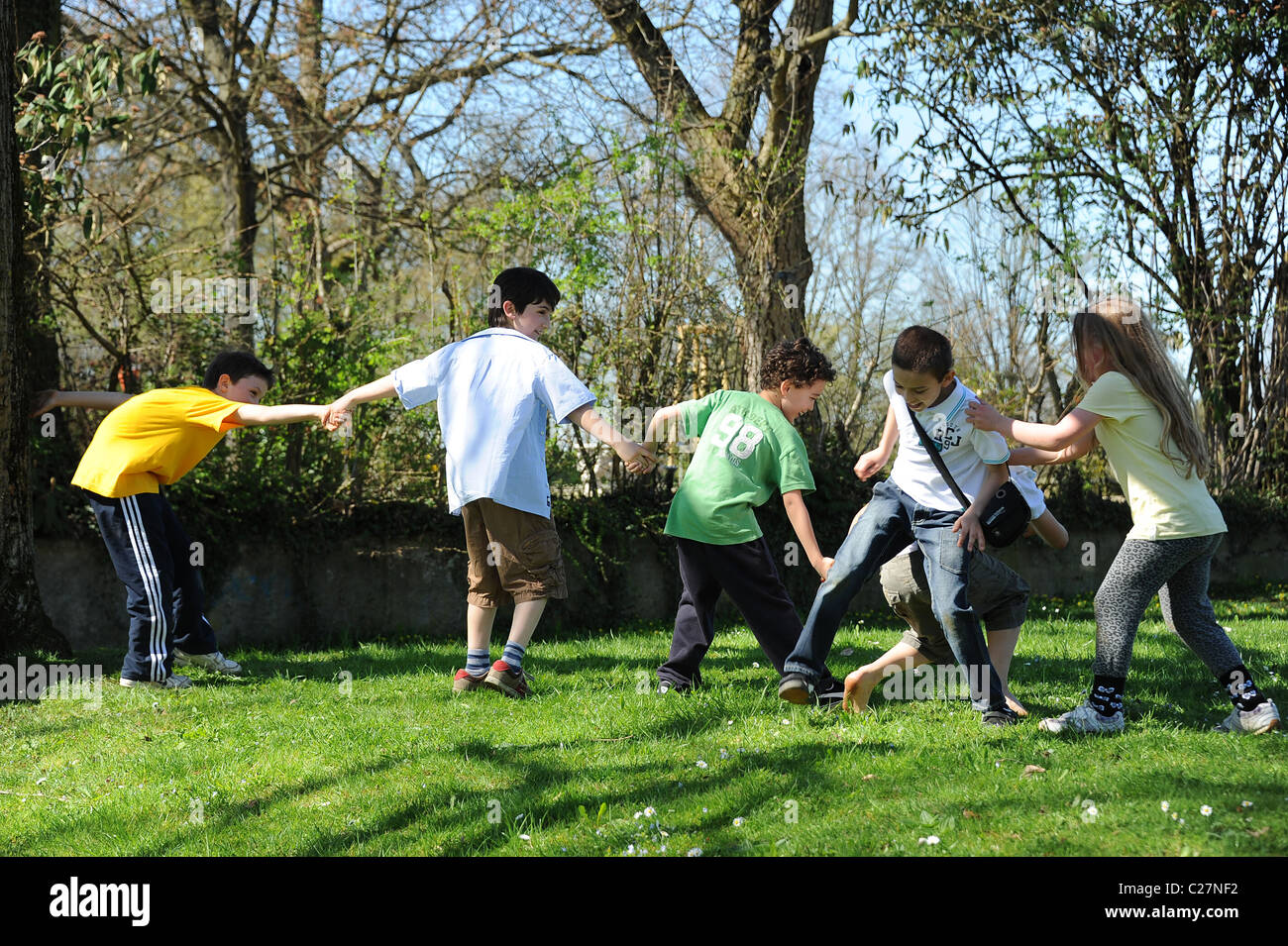 Children playing games in the park. Basel, Switzerland Stock Photo Alamy