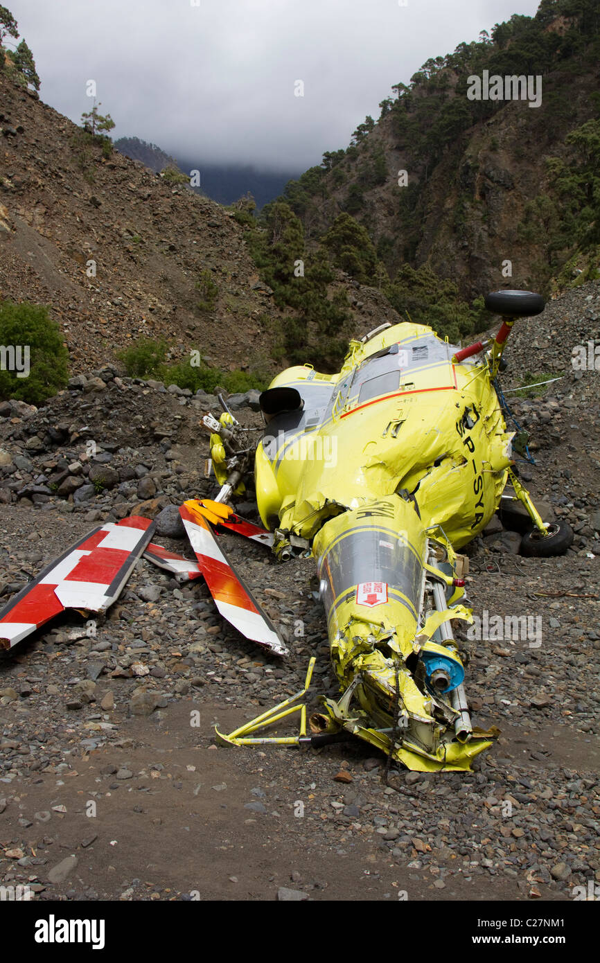 helicopter crash wreckage El Caldera de Taburiente National Park