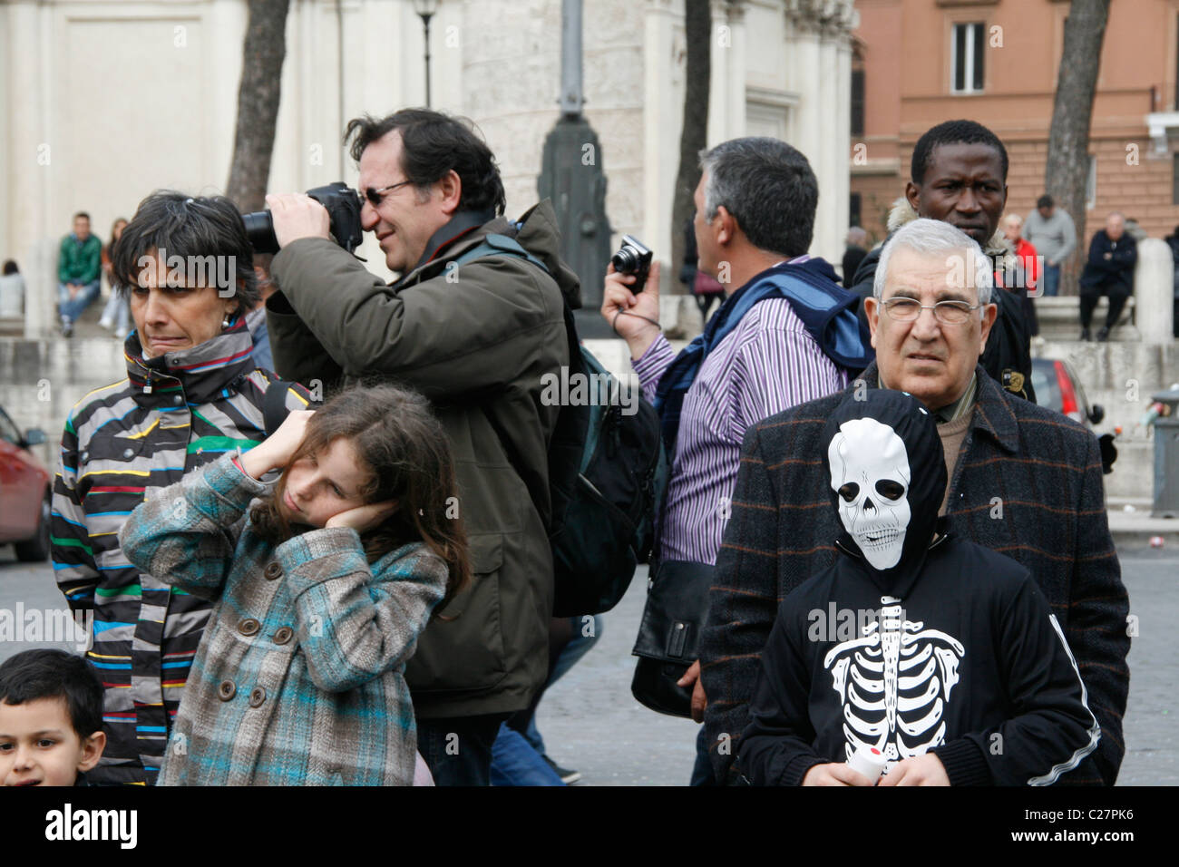 carnival procession celebrations in piazza venezia square in rome italy Stock Photo