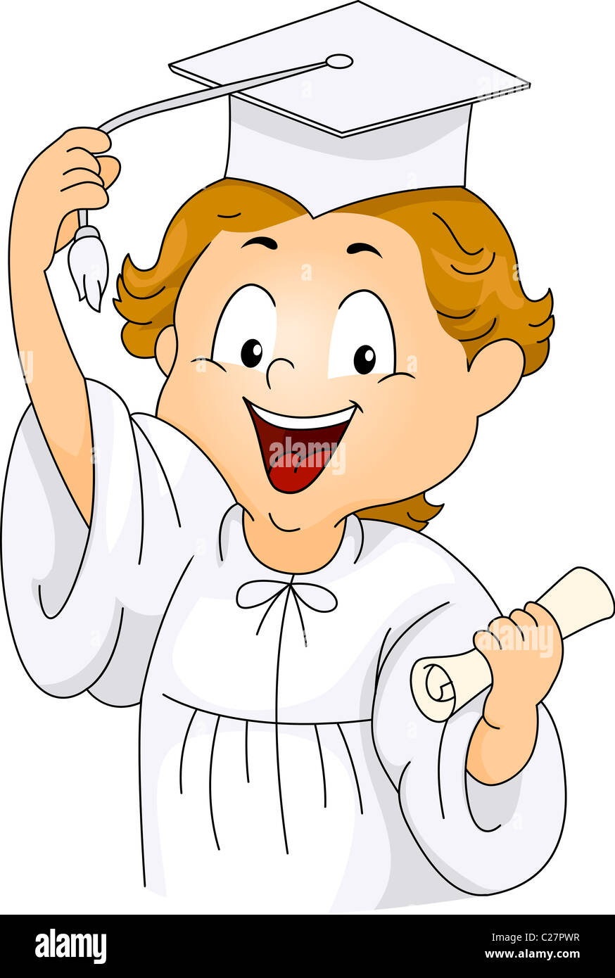 Illustration of a Kid Holding the Tassel of His Graduation Cap Stock Photo Alamy
