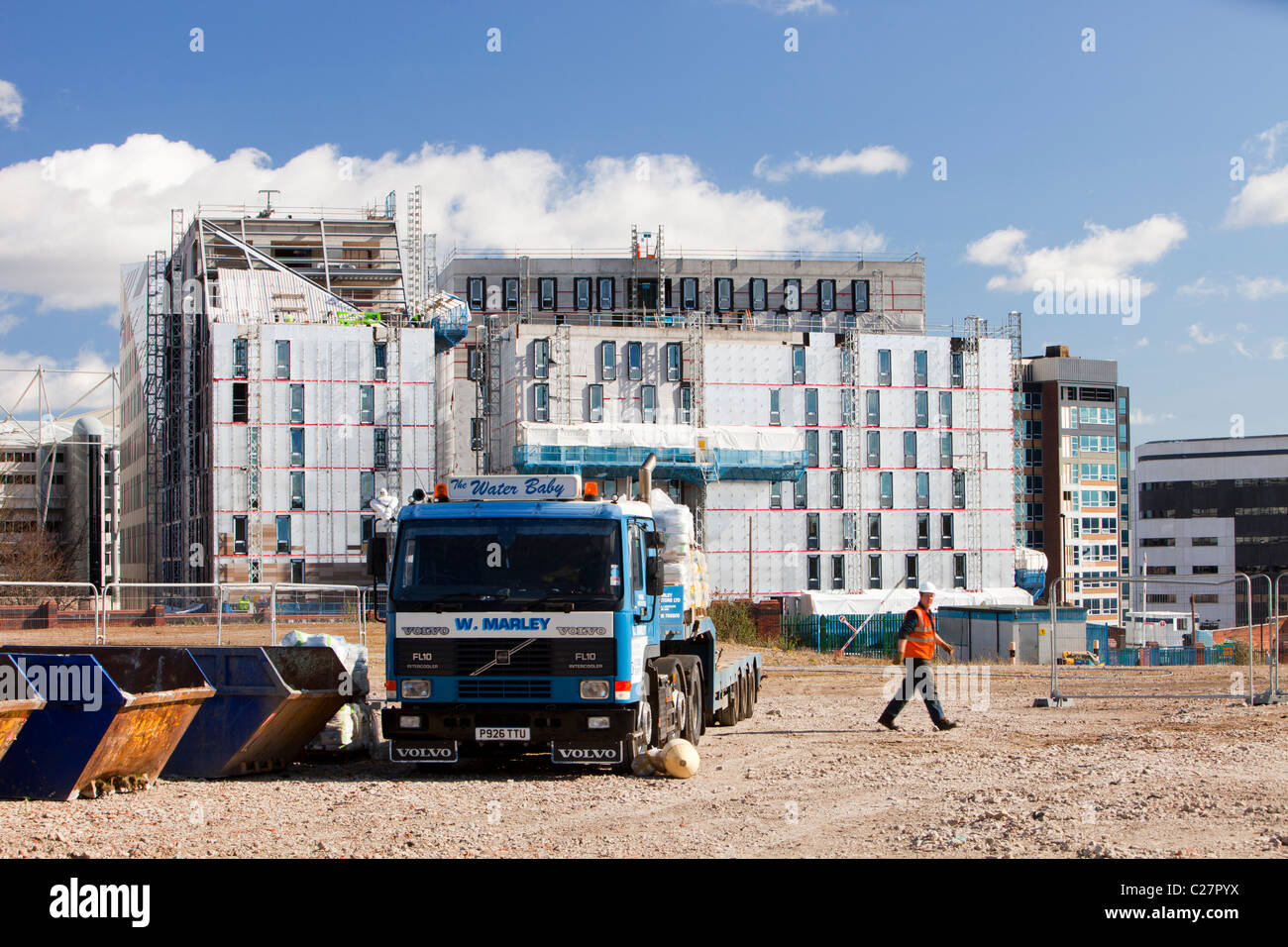 Construction site of new Newcastle University buildings which will be carbon neutral Stock Photo