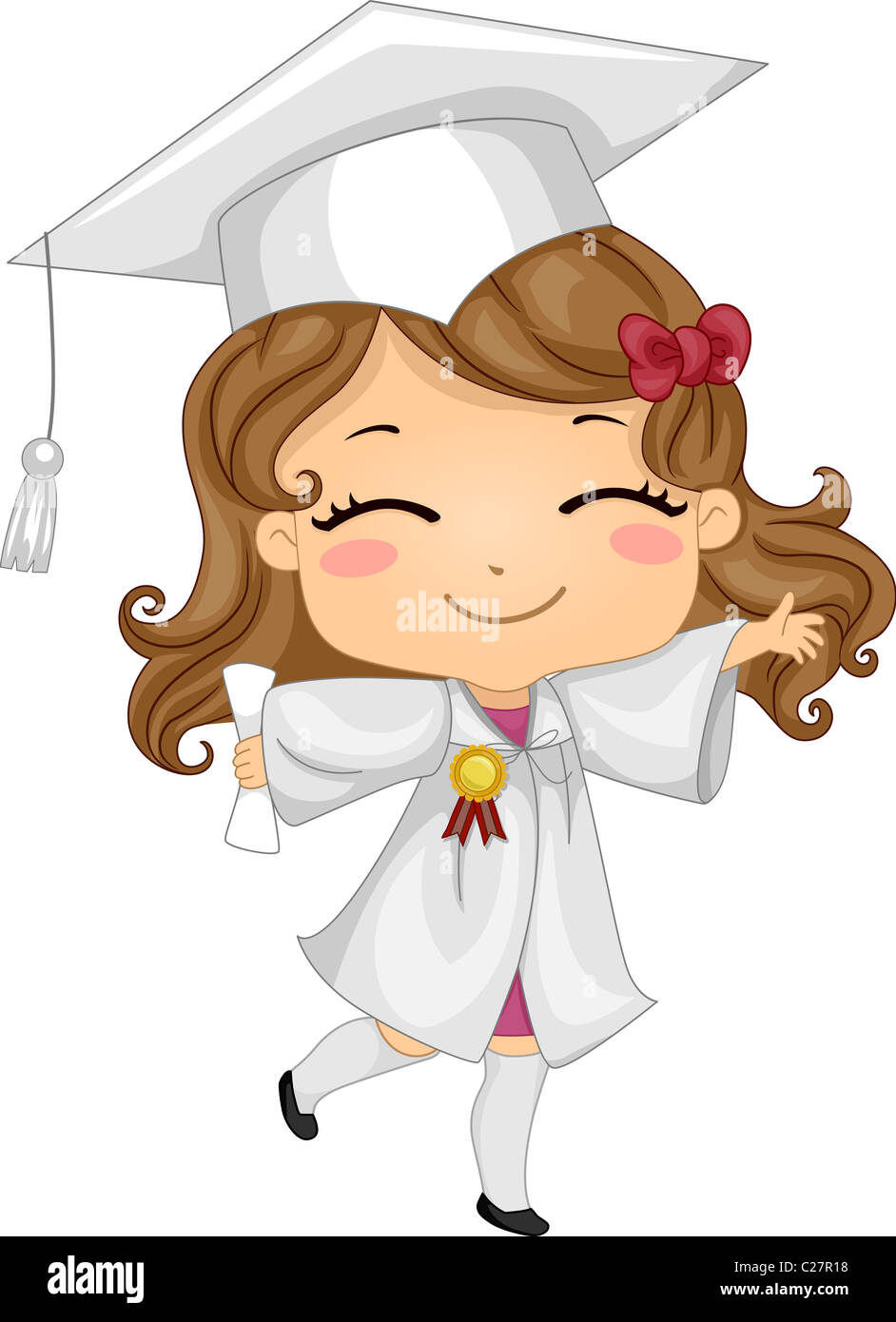 Illustration of a Kid Wearing Graduation Attire Stock Photo - Alamy