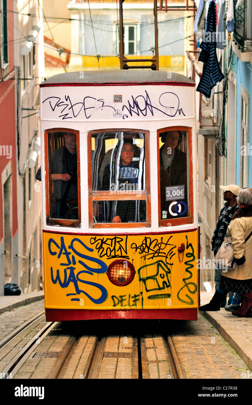 Portugal: Bica elevator in Lisbon´s Bairro Alto Stock Photo