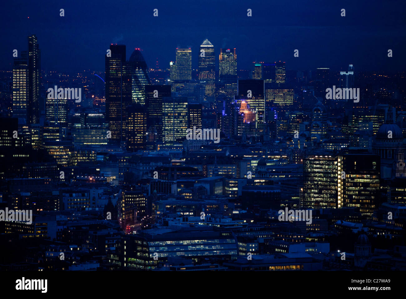 A Cityscape Skyline View Of The City Of London At Night Canary Wharf Business District Can Be Seen In The Distance Stock Photo Alamy A Cityscape Skyline View Of The City Of London At Night Canary Wharf Business District Can Be Seen In The Distance Stock Photo Alamy