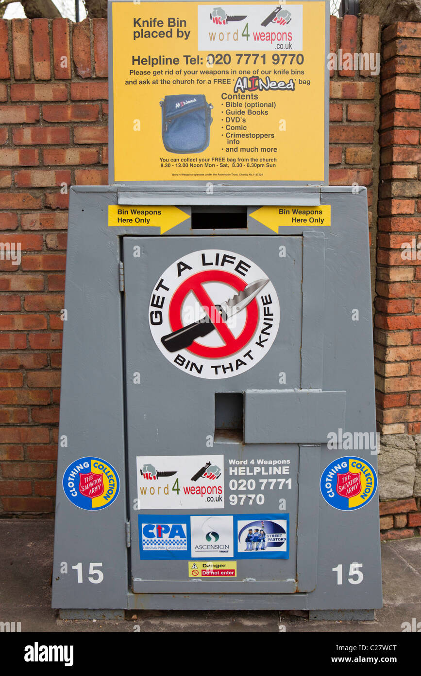 Knife bin, aims to take knives off the streets to minimise knife crime