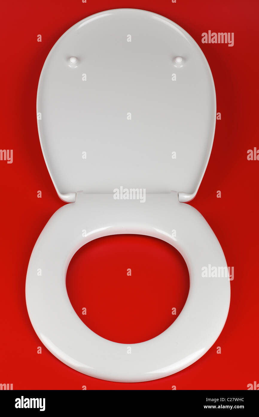 White scratch resistant plastic toilet seat and cover Stock Photo