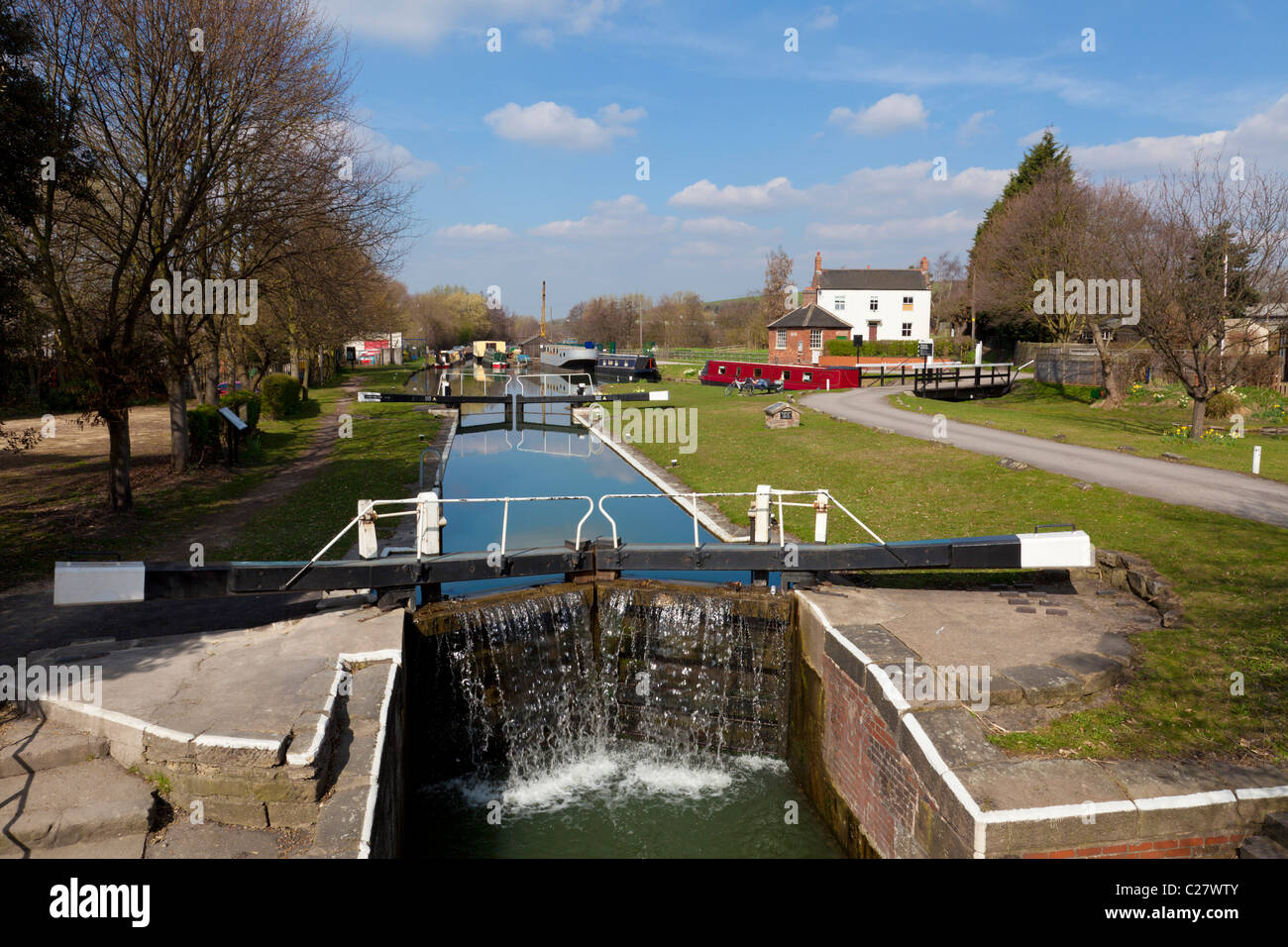 Lock gates on the Erewash canal near Langley Mill, Derbyshire, England