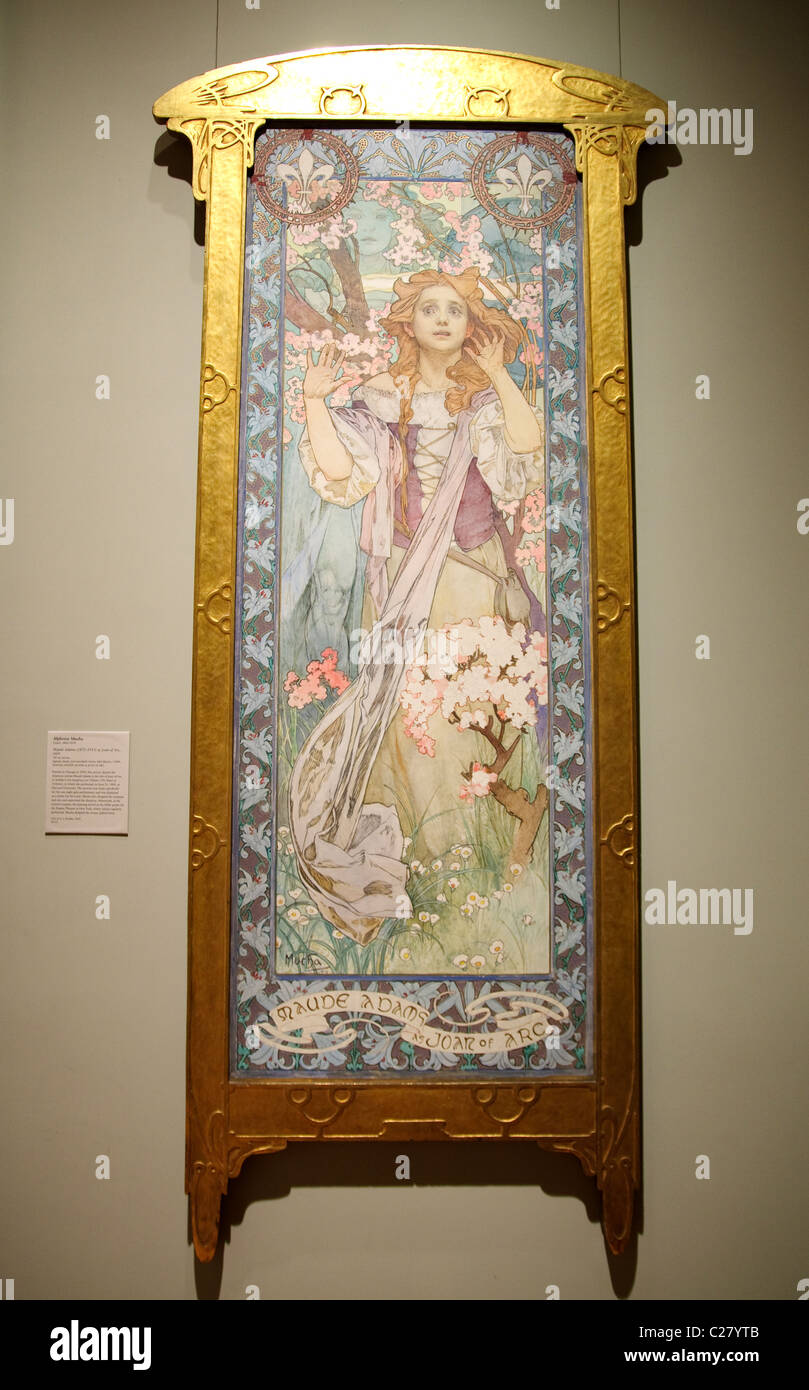 Maude Adams (1872–1953) as Joan of Arc, 1909, by Alphonse Mucha Stock ...